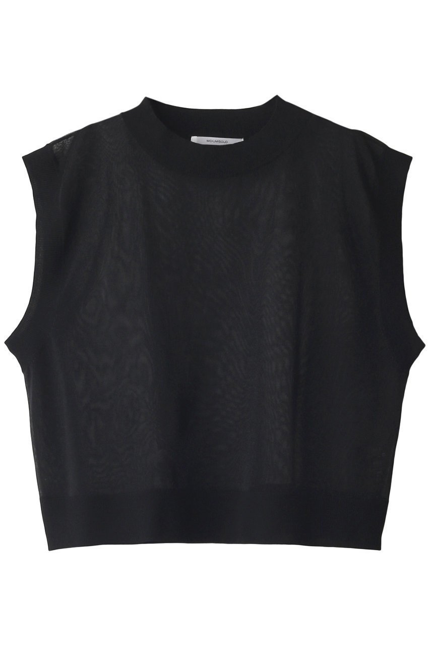 【ミディウミソリッド/MIDIUMISOLID】のsheer knitted vest/ベスト インテリア・キッズ・メンズ・レディースファッション・服の通販 founy(ファニー) 　ファッション　Fashion　レディースファッション　WOMEN　トップス・カットソー　Tops/Tshirt　ニット　Knit Tops　ベスト/ジレ　Gilets/Vests　プルオーバー　Pullover　シアー　Sheer　トレンド　Trend　ベスト　Vest　ブラック|ID: prp329100004322007 ipo3291000000029989250