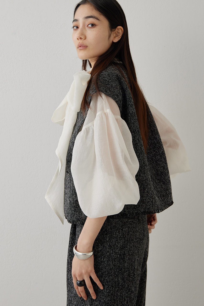 【ウィムガゼット/Whim Gazette】の【THE PAUSE】ツイードショートジレ 人気、トレンドファッション・服の通販 founy(ファニー) 　ファッション　Fashion　レディースファッション　Fashion for Women　アウター　Coat / Outerwear Collection　レディースジャケット・軽アウター　Jackets　おすすめ　Recommended / Our Picks　ショート　Short, Short Length　シルバー　Silver, Metallic Silver　ジャケット　Jacket, Outerwear　スリーブ　Sleeve, Long Sleeve / Short Sleeve　セットアップ　Set-Up, Coordinated Outfit　セレモニー　Ceremony　ツイード　Twill, Twill Weave　フリンジ　Fringe, Tassel　フレンチ　French, French Style　ベスト　Vest, Waistcoat　エレガント 上品　Elegant　other-2|ID: prp329100004326330 ipo3291000000032921969
