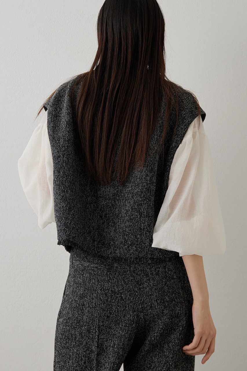 【ウィムガゼット/Whim Gazette】の【THE PAUSE】ツイードショートジレ 人気、トレンドファッション・服の通販 founy(ファニー) 　ファッション　Fashion　レディースファッション　Fashion for Women　アウター　Coat / Outerwear Collection　レディースジャケット・軽アウター　Jackets　おすすめ　Recommended / Our Picks　ショート　Short, Short Length　シルバー　Silver, Metallic Silver　ジャケット　Jacket, Outerwear　スリーブ　Sleeve, Long Sleeve / Short Sleeve　セットアップ　Set-Up, Coordinated Outfit　セレモニー　Ceremony　ツイード　Twill, Twill Weave　フリンジ　Fringe, Tassel　フレンチ　French, French Style　ベスト　Vest, Waistcoat　エレガント 上品　Elegant　other-3|ID: prp329100004326330 ipo3291000000032921976