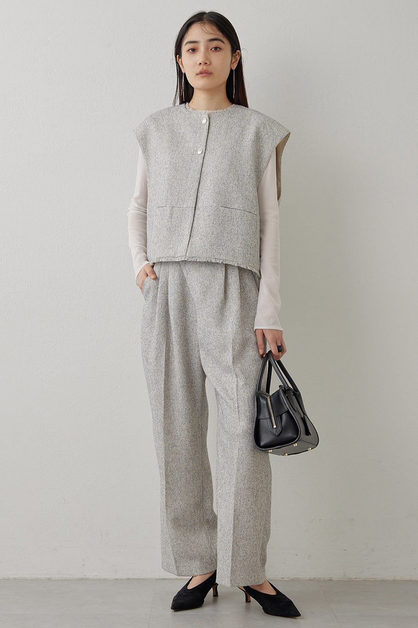 【ウィムガゼット/Whim Gazette】の【THE PAUSE】ツイードタックパンツ 人気、トレンドファッション・服の通販 founy(ファニー) 　ファッション　Fashion　レディースファッション　Fashion for Women　パンツ　Pants & Trousers　おすすめ　Recommended / Our Picks　セットアップ　Set-Up, Coordinated Outfit　セレモニー　Ceremony　センター　Center, Center Line　ツイード　Twill, Twill Weave　フロント　Front, Front Design　ラップ　Wrap, Wrap Design　エレガント 上品　Elegant　 other-1|ID: prp329100004326331 ipo3291000000032933807