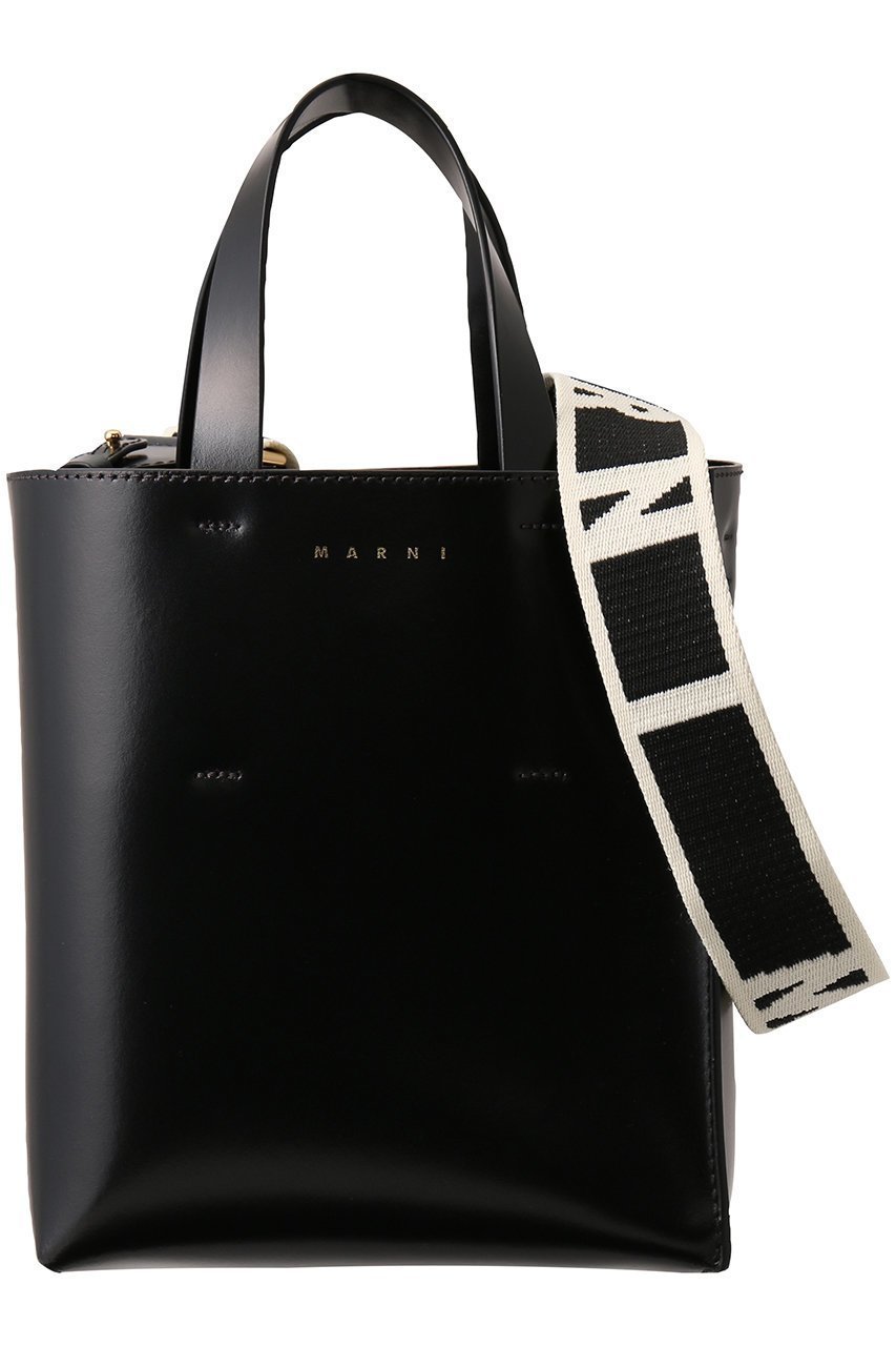 【マルニ/MARNI】のMUSEO MINI ロゴショルダー2wayトートバッグ インテリア・キッズ・メンズ・レディースファッション・服の通販 founy(ファニー) 　ファッション　Fashion　レディースファッション　WOMEN　バッグ　Bag　ショルダー　Shoulder　巾着　Purse　ブラック|ID: prp329100004329611 ipo3291000000032049706