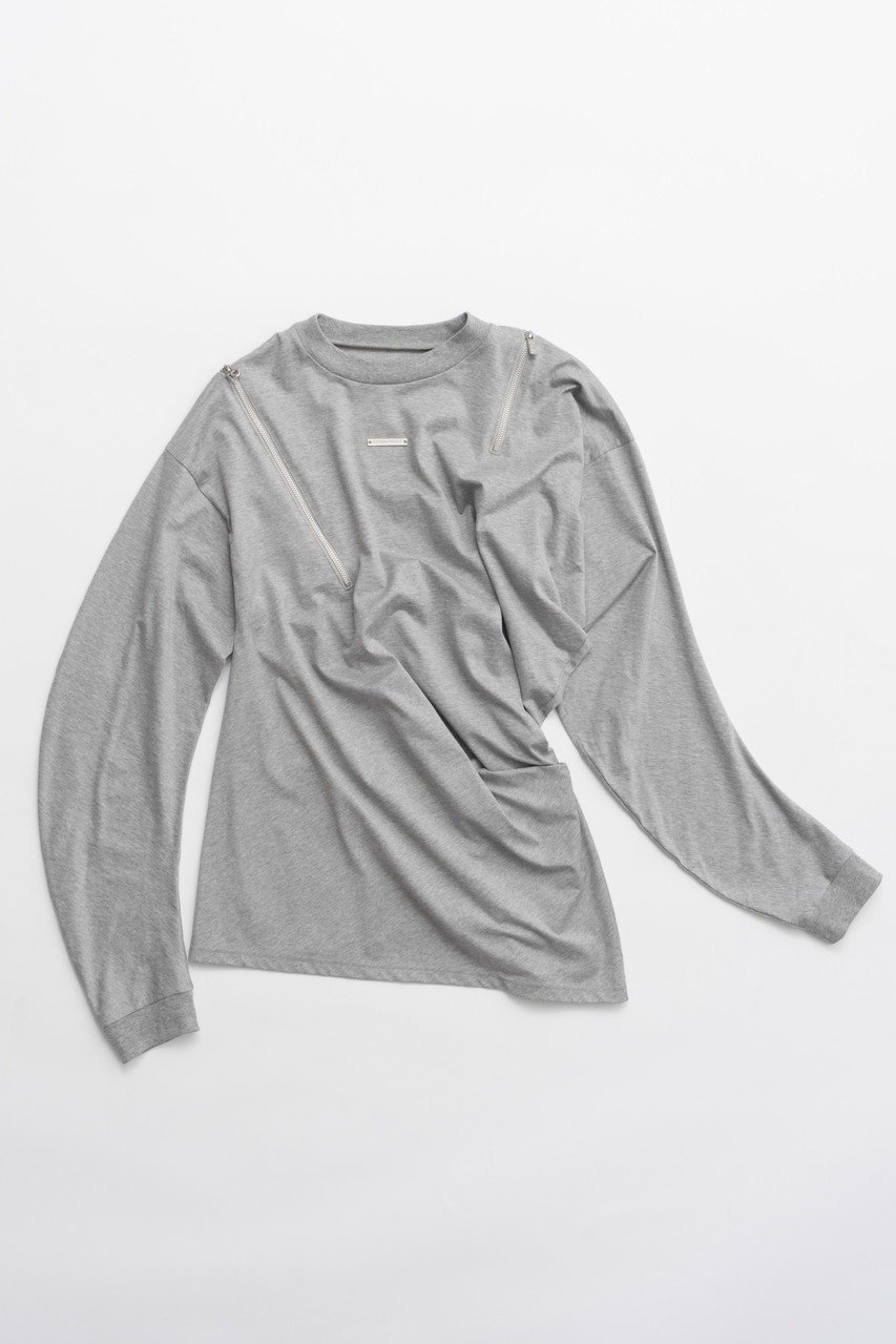 【プランク プロジェクト/PRANK PROJECT】のアシメドレープジップトップ / Asymmetric Drape Zip Top インテリア・キッズ・メンズ・レディースファッション・服の通販 founy(ファニー) 　ファッション　Fashion　レディースファッション　Fashion for Women　トップス・カットソー　Cut & Sew Tops　シャツ・ブラウス・オフィスカジュアル　Elegant Blouses & Button-Ups　レディースパーカー・カジュアルフーディー　Casual Hoodies & Sweatshirts　ロングTシャツ・Tシャツ　Longline T-Shirts & Tees　スウェット・クルーネックトップス　Sweatshirts & Crewnecks / Relaxed Fit Sweat Tops　カットソー・ベーシックTシャツ　Cut-and-Sewn Tops / Stretch Tees & Basics　おすすめ　Recommended / Our Picks　ジップ　Zip, Zipper　ドレープ　Drape, Draping Fabric　パターン　Pattern, Design Print　ボトム　Bottoms, Lower Wear　GRY(グレー)|ID: prp329100004335055 ipo3291000000032879709