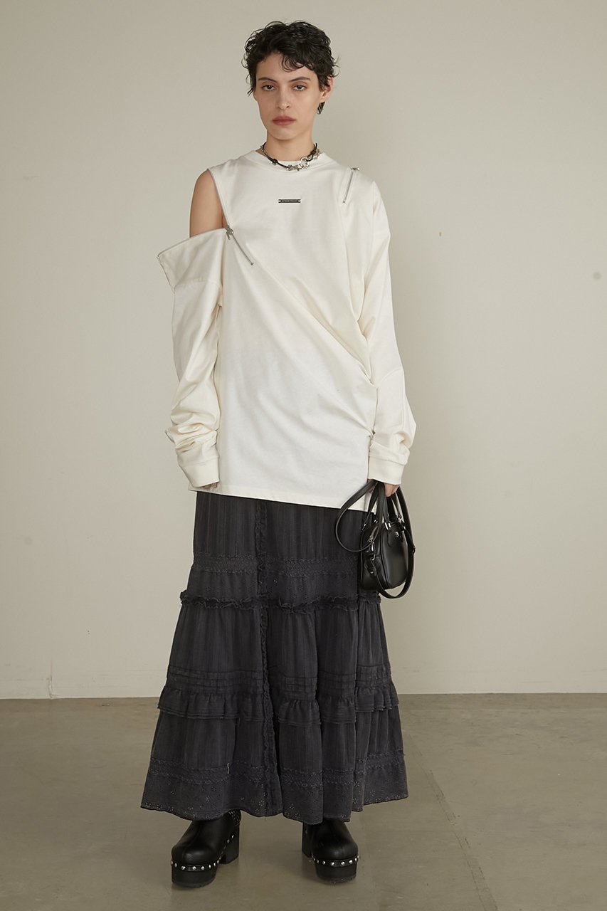【プランク プロジェクト/PRANK PROJECT】のアシメドレープジップトップ / Asymmetric Drape Zip Top 人気、トレンドファッション・服の通販 founy(ファニー) 　ファッション　Fashion　レディースファッション　Fashion for Women　トップス・カットソー　Cut & Sew Tops　シャツ・ブラウス・オフィスカジュアル　Elegant Blouses & Button-Ups　レディースパーカー・カジュアルフーディー　Casual Hoodies & Sweatshirts　ロングTシャツ・Tシャツ　Longline T-Shirts & Tees　スウェット・クルーネックトップス　Sweatshirts & Crewnecks / Relaxed Fit Sweat Tops　カットソー・ベーシックTシャツ　Cut-and-Sewn Tops / Stretch Tees & Basics　おすすめ　Recommended / Our Picks　ジップ　Zip, Zipper　ドレープ　Drape, Draping Fabric　パターン　Pattern, Design Print　ボトム　Bottoms, Lower Wear　other-6|ID: prp329100004335055 ipo3291000000032879744