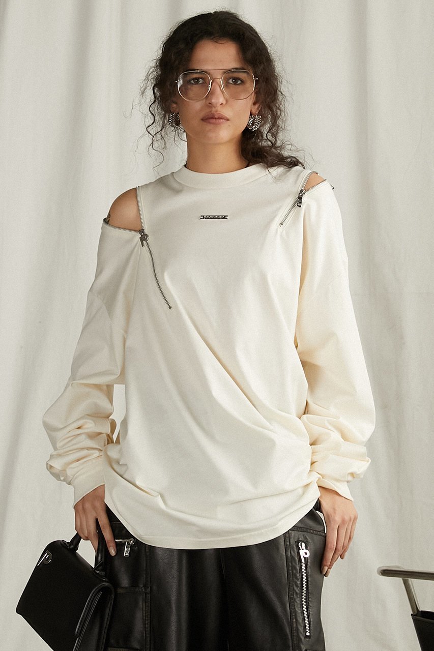【プランク プロジェクト/PRANK PROJECT】のアシメドレープジップトップ / Asymmetric Drape Zip Top 人気、トレンドファッション・服の通販 founy(ファニー) 　ファッション　Fashion　レディースファッション　Fashion for Women　トップス・カットソー　Cut & Sew Tops　シャツ・ブラウス・オフィスカジュアル　Elegant Blouses & Button-Ups　レディースパーカー・カジュアルフーディー　Casual Hoodies & Sweatshirts　ロングTシャツ・Tシャツ　Longline T-Shirts & Tees　スウェット・クルーネックトップス　Sweatshirts & Crewnecks / Relaxed Fit Sweat Tops　カットソー・ベーシックTシャツ　Cut-and-Sewn Tops / Stretch Tees & Basics　おすすめ　Recommended / Our Picks　ジップ　Zip, Zipper　ドレープ　Drape, Draping Fabric　パターン　Pattern, Design Print　ボトム　Bottoms, Lower Wear　other-8|ID: prp329100004335055 ipo3291000000032879754