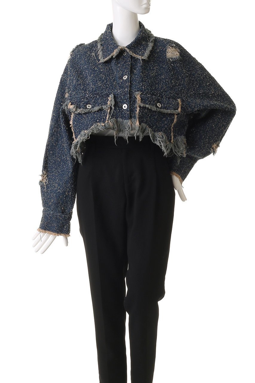 【プランク プロジェクト/PRANK PROJECT】のツイーディーデニムブルゾン / Tweedy Denim Blouson 人気、トレンドファッション・服の通販 founy(ファニー) 　ファッション　Fashion　レディースファッション　WOMEN　アウター　Coat Outerwear　ジャケット　Jackets　ブルゾン　Blouson/Jackets　おすすめ　Recommend　ジャケット　Jacket　ツイード　Tweed　デニム　Denim　ハンド　Hand　バランス　Balance　フリンジ　Fringe　ブルゾン　Blouson　マキシ　Maxi　春　Spring　秋　Autumn/Fall　軽量　Lightweight　other-2|ID: prp329100004335056 ipo3291000000031359793