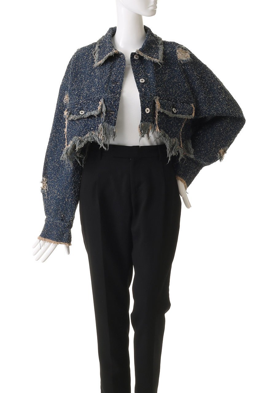 【プランク プロジェクト/PRANK PROJECT】のツイーディーデニムブルゾン / Tweedy Denim Blouson 人気、トレンドファッション・服の通販 founy(ファニー) 　ファッション　Fashion　レディースファッション　WOMEN　アウター　Coat Outerwear　ジャケット　Jackets　ブルゾン　Blouson/Jackets　おすすめ　Recommend　ジャケット　Jacket　ツイード　Tweed　デニム　Denim　ハンド　Hand　バランス　Balance　フリンジ　Fringe　ブルゾン　Blouson　マキシ　Maxi　春　Spring　秋　Autumn/Fall　軽量　Lightweight　other-7|ID: prp329100004335056 ipo3291000000031359806