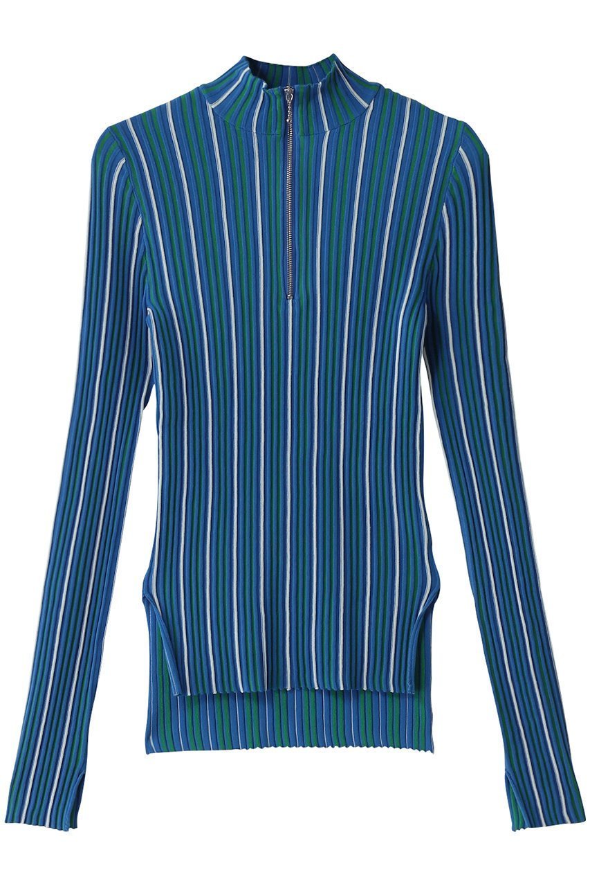 【ナゴンスタンス/nagonstans】のストライプZip P.O/プルオーバー インテリア・キッズ・メンズ・レディースファッション・服の通販 founy(ファニー) 　ファッション　Fashion　レディースファッション　Fashion for Women　トップス・カットソー　Cut & Sew Tops　シャツ・ブラウス・オフィスカジュアル　Elegant Blouses & Button-Ups　ロングTシャツ・Tシャツ　Longline T-Shirts & Tees　カジュアルプルオーバー・ニットトップス　Pullovers & Knit Tops / Casual Pullovers　カットソー・ベーシックTシャツ　Cut-and-Sewn Tops / Stretch Tees & Basics　スタンド　Stand Collar, Upright Stand　ストライプ　Stripe, Striped Pattern　スリーブ　Sleeve, Long Sleeve / Short Sleeve　ベーシック　Basic, Essential　ロング　Long, Long-Length　Sky|ID: prp329100004335061 ipo3291000000035933797