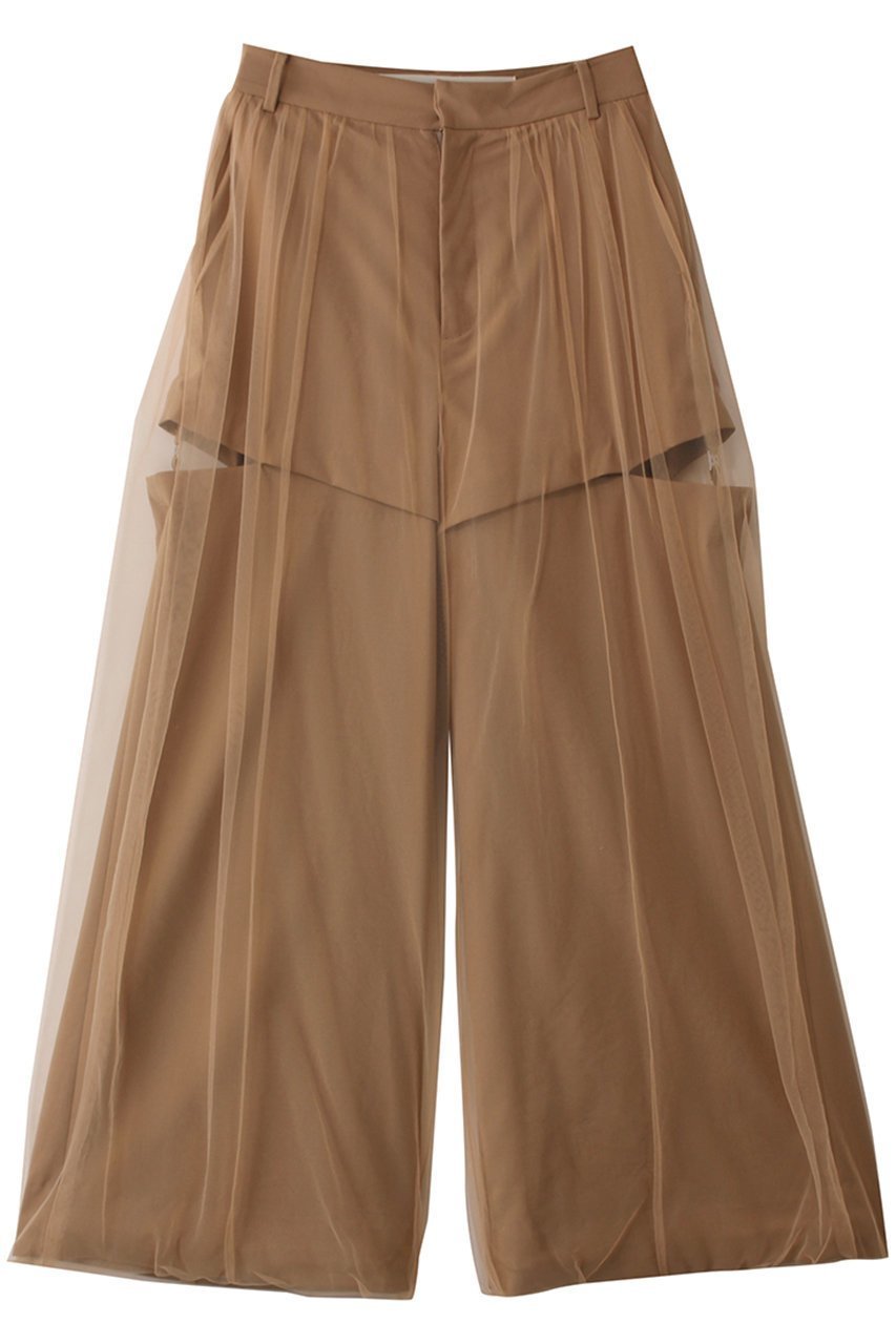【プランク プロジェクト/PRANK PROJECT】のチュールレイヤードスラックス / Tulle Layered Slacks 人気、トレンドファッション・服の通販 founy(ファニー) 　ファッション　Fashion　レディースファッション　Fashion for Women　パンツ　Pants & Trousers　おすすめ　Recommended / Our Picks　ギャザー　Gathered, Ruffled　ジャケット　Jacket, Outerwear　スラックス　Slacks, Dress Pants　セットアップ　Set-Up, Coordinated Outfit　チュール　Tulip, Tulip Motif　フレア　Flare, Flared　ボトム　Bottoms, Lower Wear　ポケット　Pocket, Pocket Detail　マニッシュ　Mannish, Boyish　 other-1|ID: prp329100004335079 ipo3291000000032909345