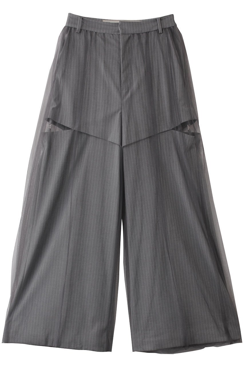 【プランク プロジェクト/PRANK PROJECT】のチュールレイヤードスラックス / Tulle Layered Slacks インテリア・キッズ・メンズ・レディースファッション・服の通販 founy(ファニー) 　ファッション　Fashion　レディースファッション　Fashion for Women　パンツ　Pants & Trousers　おすすめ　Recommended / Our Picks　ギャザー　Gathered, Ruffled　ジャケット　Jacket, Outerwear　スラックス　Slacks, Dress Pants　セットアップ　Set-Up, Coordinated Outfit　チュール　Tulip, Tulip Motif　フレア　Flare, Flared　ボトム　Bottoms, Lower Wear　ポケット　Pocket, Pocket Detail　マニッシュ　Mannish, Boyish　GRY(グレー)|ID: prp329100004335079 ipo3291000000032909351