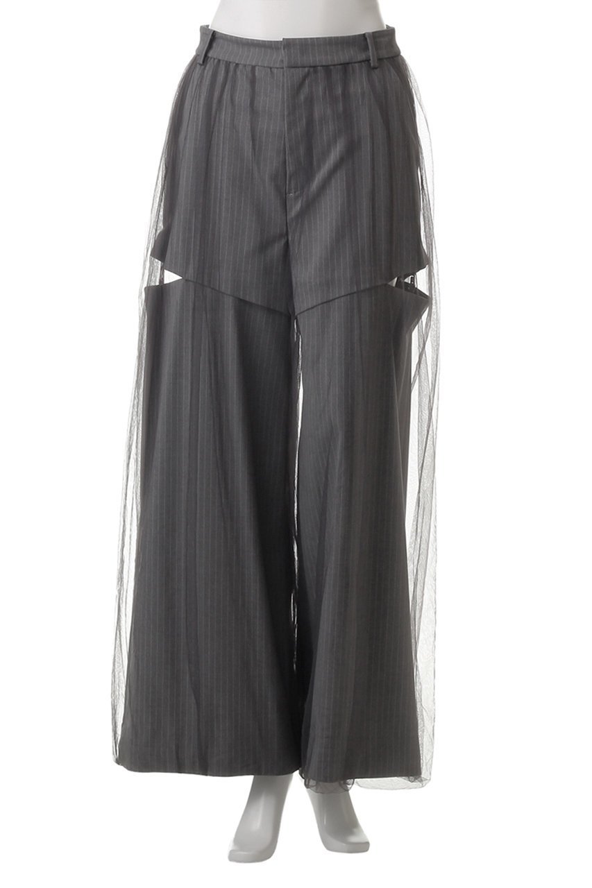 【プランク プロジェクト/PRANK PROJECT】のチュールレイヤードスラックス / Tulle Layered Slacks 人気、トレンドファッション・服の通販 founy(ファニー) 　ファッション　Fashion　レディースファッション　Fashion for Women　パンツ　Pants & Trousers　おすすめ　Recommended / Our Picks　ギャザー　Gathered, Ruffled　ジャケット　Jacket, Outerwear　スラックス　Slacks, Dress Pants　セットアップ　Set-Up, Coordinated Outfit　チュール　Tulip, Tulip Motif　フレア　Flare, Flared　ボトム　Bottoms, Lower Wear　ポケット　Pocket, Pocket Detail　マニッシュ　Mannish, Boyish　other-2|ID: prp329100004335079 ipo3291000000032909354