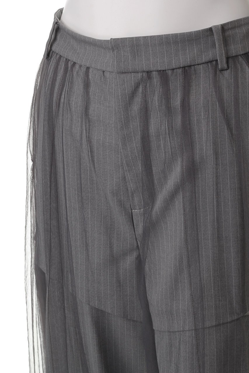 【プランク プロジェクト/PRANK PROJECT】のチュールレイヤードスラックス / Tulle Layered Slacks 人気、トレンドファッション・服の通販 founy(ファニー) 　ファッション　Fashion　レディースファッション　Fashion for Women　パンツ　Pants & Trousers　おすすめ　Recommended / Our Picks　ギャザー　Gathered, Ruffled　ジャケット　Jacket, Outerwear　スラックス　Slacks, Dress Pants　セットアップ　Set-Up, Coordinated Outfit　チュール　Tulip, Tulip Motif　フレア　Flare, Flared　ボトム　Bottoms, Lower Wear　ポケット　Pocket, Pocket Detail　マニッシュ　Mannish, Boyish　other-5|ID: prp329100004335079 ipo3291000000032909362