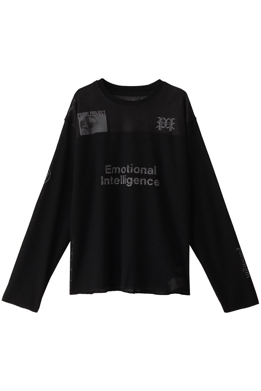 【プランク プロジェクト/PRANK PROJECT】のメッシュプリントトップス / Mesh Print Top インテリア・キッズ・メンズ・レディースファッション・服の通販 founy(ファニー) 　ファッション　Fashion　レディースファッション　Fashion for Women　トップス・カットソー　Cut & Sew Tops　シャツ・ブラウス・オフィスカジュアル　Elegant Blouses & Button-Ups　ロングTシャツ・Tシャツ　Longline T-Shirts & Tees　カットソー・ベーシックTシャツ　Cut-and-Sewn Tops / Stretch Tees & Basics　カットソー　Cut and Sewn Top　グラフィック　Graphic, Graphic Design　コンビ　Combo, Combination Style　スポーティ　Sporty, Casual Athletic　スリーブ　Sleeve, Long Sleeve / Short Sleeve　プリント　Print, Printed Pattern　ボトム　Bottoms, Lower Wear　メッシュ　Mesh, Net Fabric　ヨーク　Yoke, Yoke Design　ランダム　Random, Irregular　ロング　Long, Long-Length　BLK(ブラック)|ID: prp329100004335084 ipo3291000000032875879