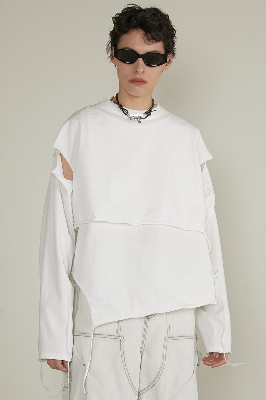 【プランク プロジェクト/PRANK PROJECT】のレイヤードロングスリーブTEE / Layered Long Sleeve Tee 人気、トレンドファッション・服の通販 founy(ファニー) 　ファッション　Fashion　レディースファッション　Fashion for Women　トップス・カットソー　Cut & Sew Tops　シャツ・ブラウス・オフィスカジュアル　Elegant Blouses & Button-Ups　ロングTシャツ・Tシャツ　Longline T-Shirts & Tees　カットソー・ベーシックTシャツ　Cut-and-Sewn Tops / Stretch Tees & Basics　おすすめ　Recommended / Our Picks　カットソー　Cut and Sewn Top　スリーブ　Sleeve, Long Sleeve / Short Sleeve　ノースリーブ　Sleeveless, No-Sleeve　ブリーチ　Bleach, Washed Finish　ロング　Long, Long-Length　ワイド　Wide, Wide Fit　other-8|ID: prp329100004335085 ipo3291000000032882564