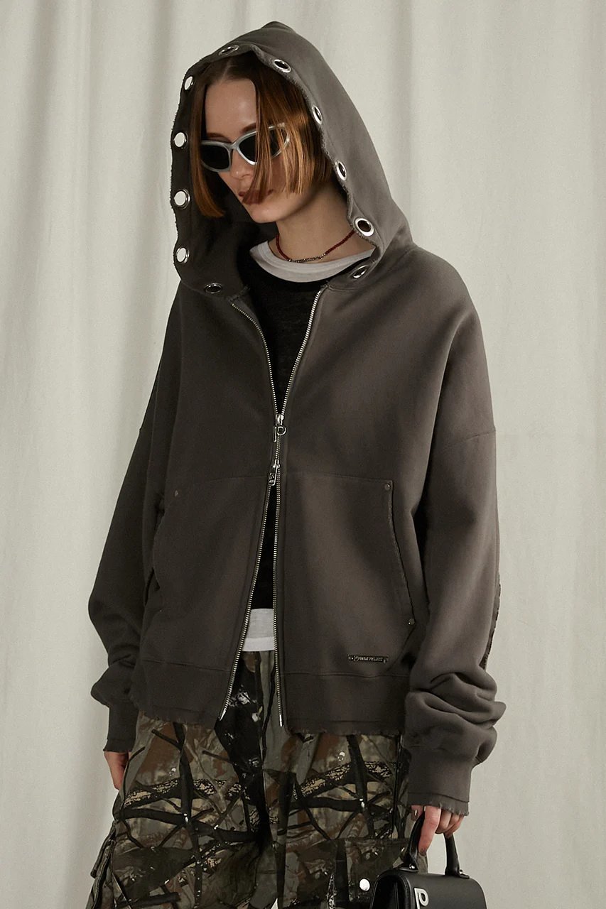 【プランク プロジェクト/PRANK PROJECT】のアイレットフーディパーカー / Eyelet Hoodie 人気、トレンドファッション・服の通販 founy(ファニー) 　ファッション　Fashion　レディースファッション　WOMEN　トップス・カットソー　Tops/Tshirt　シャツ/ブラウス　Shirts/Blouses　パーカ　Sweats　ロング / Tシャツ　T-Shirts　スウェット　Sweat　カットソー　Cut and Sewn　アイレット　Eyelet　ヴィンテージ　Vintage　クラッシュ　Crash　シアー　Sheer　ダブル　Double　ボトム　Bottom　ポケット　Pocket　おすすめ　Recommend　 other-1|ID: prp329100004335086 ipo3291000000030449928