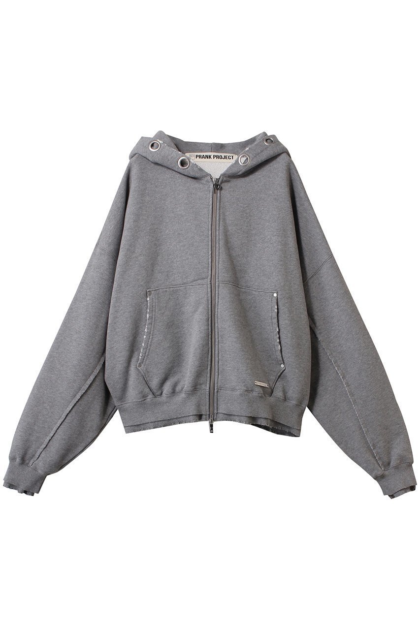 【プランク プロジェクト/PRANK PROJECT】のアイレットフーディパーカー / Eyelet Hoodie インテリア・キッズ・メンズ・レディースファッション・服の通販 founy(ファニー) 　ファッション　Fashion　レディースファッション　Fashion for Women　トップス・カットソー　Cut & Sew Tops　シャツ・ブラウス・オフィスカジュアル　Elegant Blouses & Button-Ups　レディースパーカー・カジュアルフーディー　Casual Hoodies & Sweatshirts　ロングTシャツ・Tシャツ　Longline T-Shirts & Tees　スウェット・クルーネックトップス　Sweatshirts & Crewnecks / Relaxed Fit Sweat Tops　カットソー・ベーシックTシャツ　Cut-and-Sewn Tops / Stretch Tees & Basics　アイレット　Eyelet Lace　ヴィンテージ　Vintage Style　クラッシュ　Distressed, Crashed Style　シアー　Sheer, See-Through　ダブル　Double, Double-Breasted　ボトム　Bottoms, Lower Wear　ポケット　Pocket, Pocket Detail　おすすめ　Recommended / Our Picks　GRY(グレー)|ID: prp329100004335086 ipo3291000000032874118