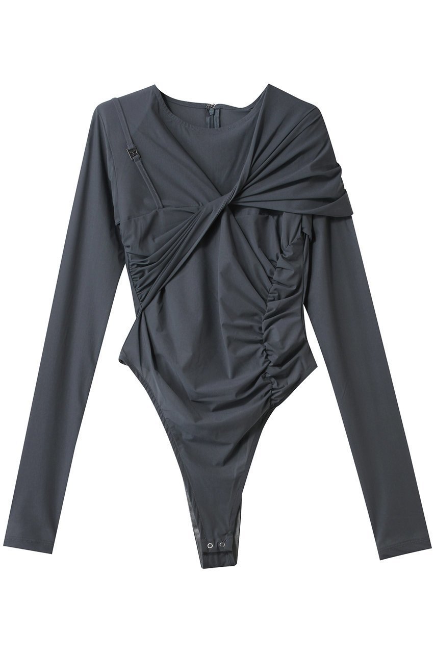 【プランク プロジェクト/PRANK PROJECT】のアシンメトリーツイストボディスーツ / Asymmetric Twist Bodysuit インテリア・キッズ・メンズ・レディースファッション・服の通販 founy(ファニー) 　ファッション　Fashion　レディースファッション　Fashion for Women　トップス・カットソー　Cut & Sew Tops　シャツ・ブラウス・オフィスカジュアル　Elegant Blouses & Button-Ups　ロングTシャツ・Tシャツ　Longline T-Shirts & Tees　カットソー・ベーシックTシャツ　Cut-and-Sewn Tops / Stretch Tees & Basics　スポーティ　Sporty, Casual Athletic　スリーブ　Sleeve, Long Sleeve / Short Sleeve　スーツ　Suit, Formalwear　フロント　Front, Front Design　ボトム　Bottoms, Lower Wear　ロング　Long, Long-Length　C.GRY(チャコールグレー)|ID: prp329100004335087 ipo3291000000034421216