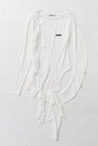 【プランク プロジェクト/PRANK PROJECT】のラッフルヘムアシメトップ / Ruffle Hem Asymmetric Top WHT(ホワイト)|ID:prp329100004335088