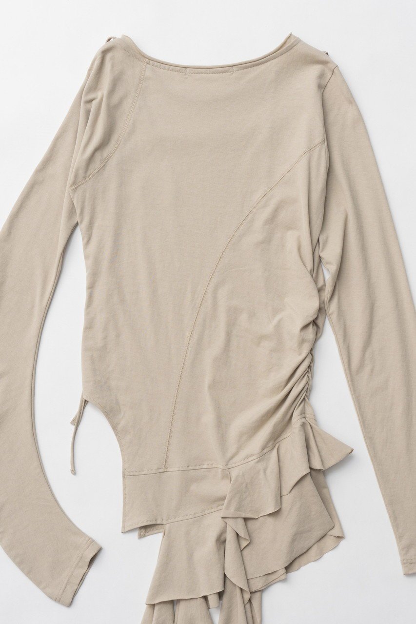 【プランク プロジェクト/PRANK PROJECT】のラッフルヘムアシメトップ / Ruffle Hem Asymmetric Top 人気、トレンドファッション・服の通販 founy(ファニー) 　ファッション　Fashion　レディースファッション　WOMEN　トップス・カットソー　Tops/Tshirt　シャツ/ブラウス　Shirts/Blouses　ロング / Tシャツ　T-Shirts　カットソー　Cut and Sewn　おすすめ　Recommend　アシンメトリー　Asymmetry　コンパクト　Compact　スリーブ　Sleeve　チュニック　Tunic　ツイル　Twill　デニム　Denim　パターン　Pattern　フロント　Front　ボトム　Bottom　ロング　Long　other-8|ID: prp329100004335088 ipo3291000000032000663