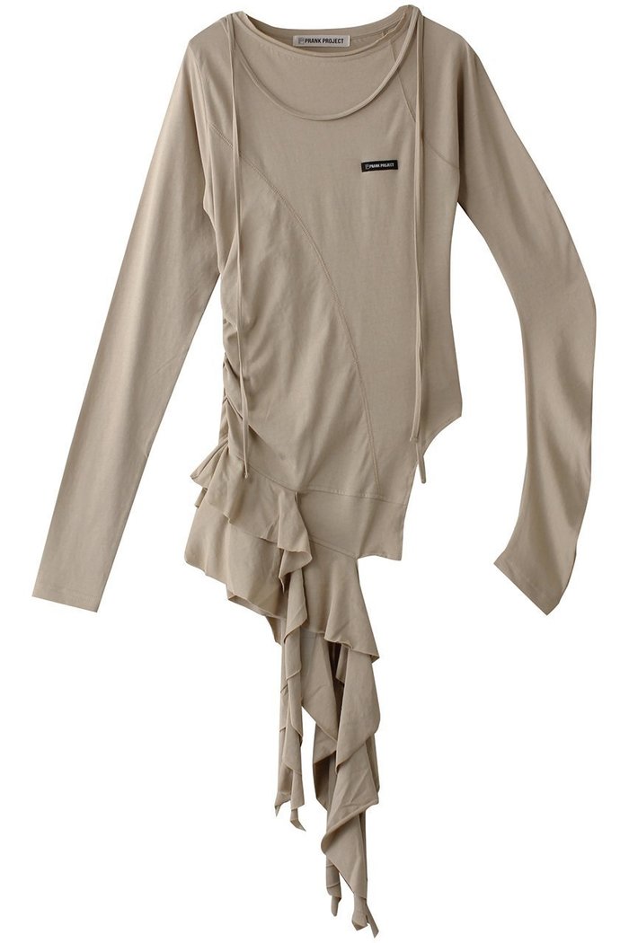 【プランク プロジェクト/PRANK PROJECT】のラッフルヘムアシメトップ / Ruffle Hem Asymmetric Top インテリア・キッズ・メンズ・レディースファッション・服の通販 founy(ファニー) https://founy.com/ ファッション Fashion レディースファッション Fashion for Women トップス・カットソー Cut & Sew Tops シャツ・ブラウス・オフィスカジュアル Elegant Blouses & Button-Ups ロングTシャツ・Tシャツ Longline T-Shirts & Tees カットソー・ベーシックTシャツ Cut-and-Sewn Tops / Stretch Tees & Basics おすすめ Recommended / Our Picks アシンメトリー Asymmetrical Style コンパクト Compact, Small Size スリーブ Sleeve, Long Sleeve / Short Sleeve チュニック Tunic, Long Top ツイル Twist, Twisted Detail デニム Denim, Jeans Material パターン Pattern, Design Print フロント Front, Front Design ボトム Bottoms, Lower Wear ロング Long, Long-Length |ID: prp329100004335088 ipo3291000000032875058