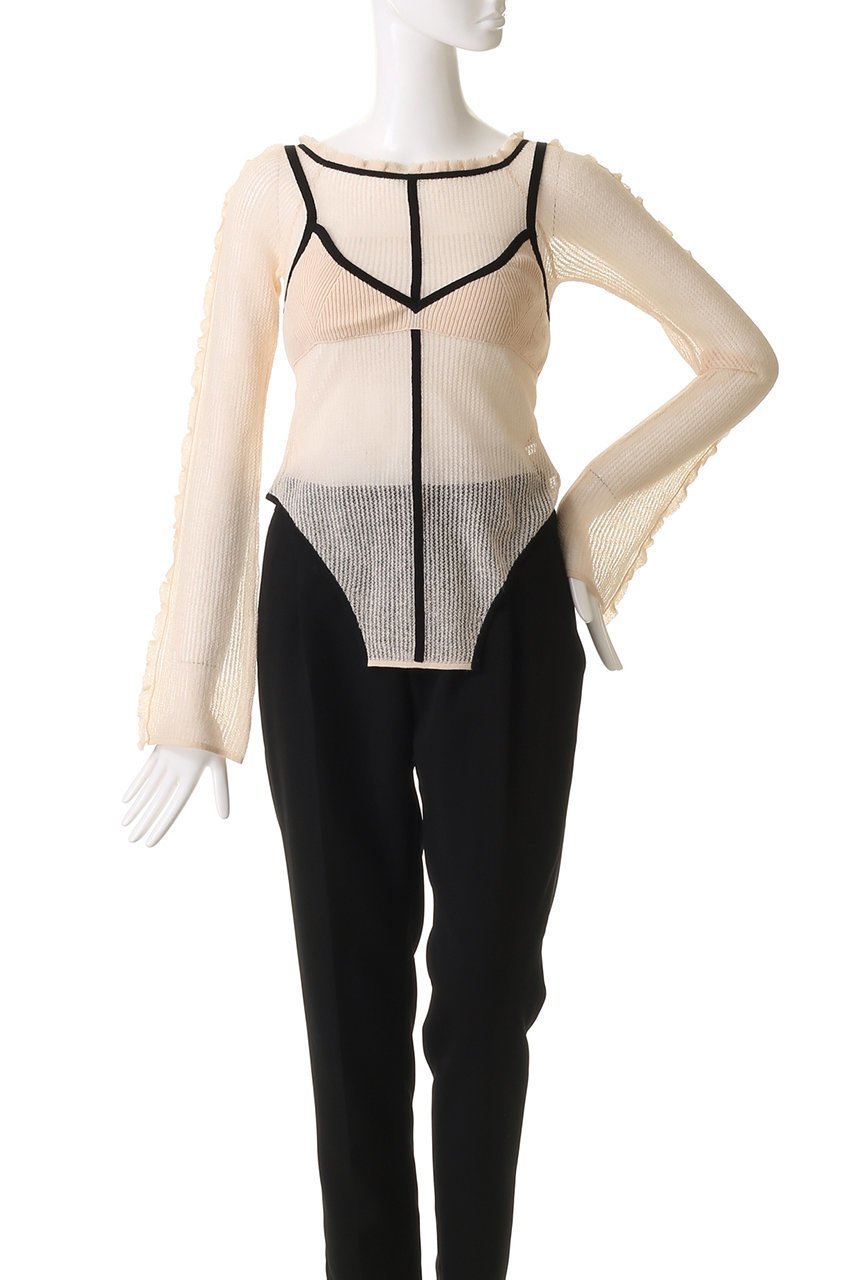 【プランク プロジェクト/PRANK PROJECT】のレイヤードフリルニットトップス / Layered Frill Knit Top 人気、トレンドファッション・服の通販 founy(ファニー) 　ファッション　Fashion　レディースファッション　WOMEN　トップス・カットソー　Tops/Tshirt　ニット　Knit Tops　キャミソール / ノースリーブ　No Sleeves　シャツ/ブラウス　Shirts/Blouses　ロング / Tシャツ　T-Shirts　カットソー　Cut and Sewn　キャミソール　Camisole　スーツ　Suit　タンク　Tank　デコルテ　Decolletage　ドッキング　Docking　フリル　Frills　ボトム　Bottom　リネン　Linen　other-6|ID: prp329100004335093 ipo3291000000031332304