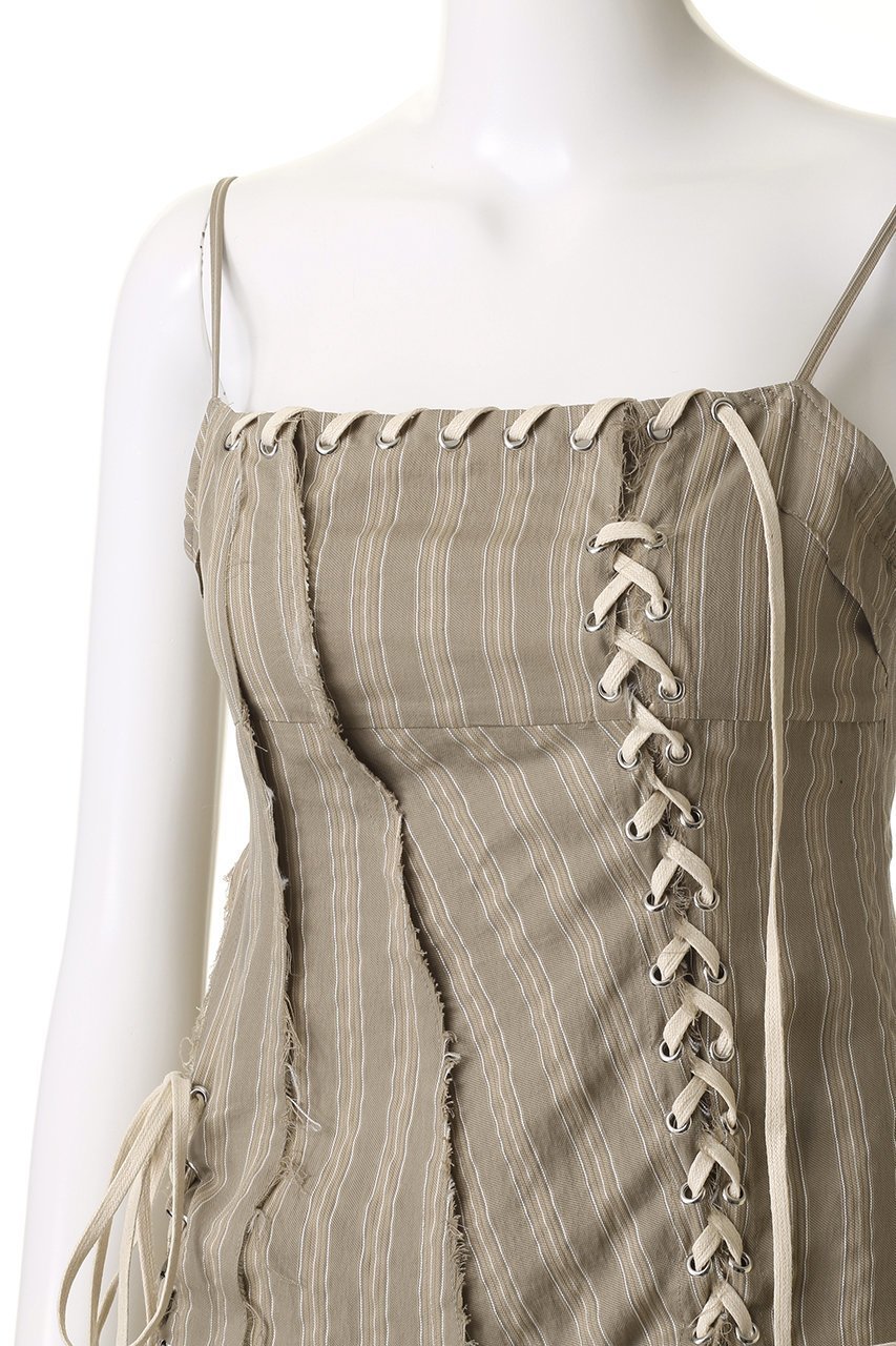 【プランク プロジェクト/PRANK PROJECT】のラッフルレースアップストライプワンピ / Ruffle Lace-Up Stripe Onepiece 人気、トレンドファッション・服の通販 founy(ファニー) 　ファッション　Fashion　レディースファッション　Fashion for Women　ワンピース　Dresses　チュニック　Tunic Tops & Dresses　おすすめ　Recommended / Our Picks　キャミワンピース　Cami Dress, Slip Dress　ストライプ　Stripe, Striped Pattern　チュニック　Tunic, Long Top　レース　Lace, Lace Fabric　ロング　Long, Long-Length　エレガント 上品　Elegant　other-5|ID: prp329100004335098 ipo3291000000032881276