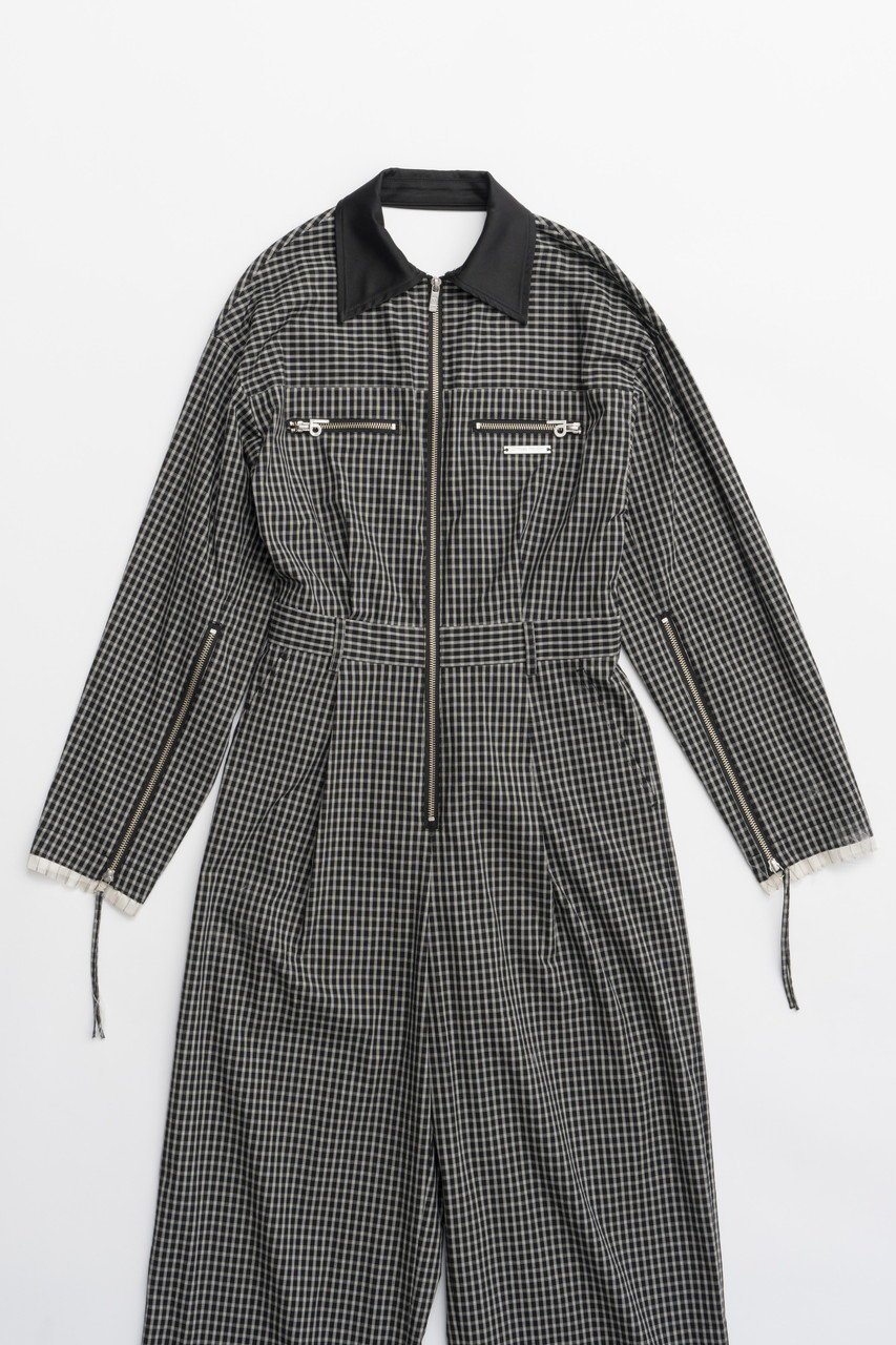 【プランク プロジェクト/PRANK PROJECT】のチェックオールインワン / Checked All In One 人気、トレンドファッション・服の通販 founy(ファニー) 　ファッション　Fashion　レディースファッション　Fashion for Women　パンツ　Pants & Trousers　エレガント 上品　Elegant　カッティング　Cutting Detail　サテン　Satin, Glossy Fabric　ダブル　Double, Double-Breasted　チェック　Check, Plaid, Tartan　リラックス　Relax, Relaxed Fit　夏　Summer　other-2|ID: prp329100004335099 ipo3291000000032914964