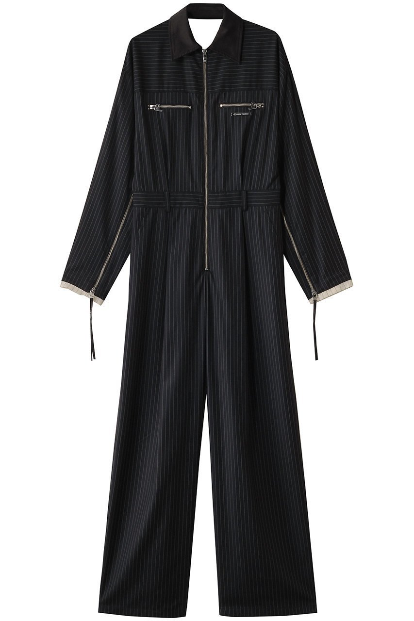 【プランク プロジェクト/PRANK PROJECT】のルーズストライプオールインワン / Loose Stripe All In One インテリア・キッズ・メンズ・レディースファッション・服の通販 founy(ファニー) 　ファッション　Fashion　レディースファッション　Fashion for Women　パンツ　Pants & Trousers　エレガント 上品　Elegant　カッティング　Cutting Detail　サテン　Satin, Glossy Fabric　ダブル　Double, Double-Breasted　リラックス　Relax, Relaxed Fit　夏　Summer　NVY(ネイビー)|ID: prp329100004335101 ipo3291000000035055584