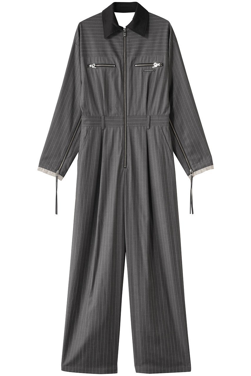 【プランク プロジェクト/PRANK PROJECT】のルーズストライプオールインワン / Loose Stripe All In One インテリア・キッズ・メンズ・レディースファッション・服の通販 founy(ファニー) 　ファッション　Fashion　レディースファッション　Fashion for Women　パンツ　Pants & Trousers　エレガント 上品　Elegant　カッティング　Cutting Detail　サテン　Satin, Glossy Fabric　ダブル　Double, Double-Breasted　リラックス　Relax, Relaxed Fit　夏　Summer　GRY(グレー)|ID: prp329100004335101 ipo3291000000035637585