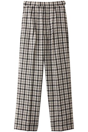 【ブラミンク/BLAMINK】 ウールチェックストレートパンツ人気、トレンドファッション・服の通販 founy(ファニー) ファッション Fashion レディースファッション Fashion for Women パンツ Pants & Trousers ストレート Straight, Straight Cut チェック Check, Plaid, Tartan モノトーン Monotone, Black and White |ID:prp329100004335128