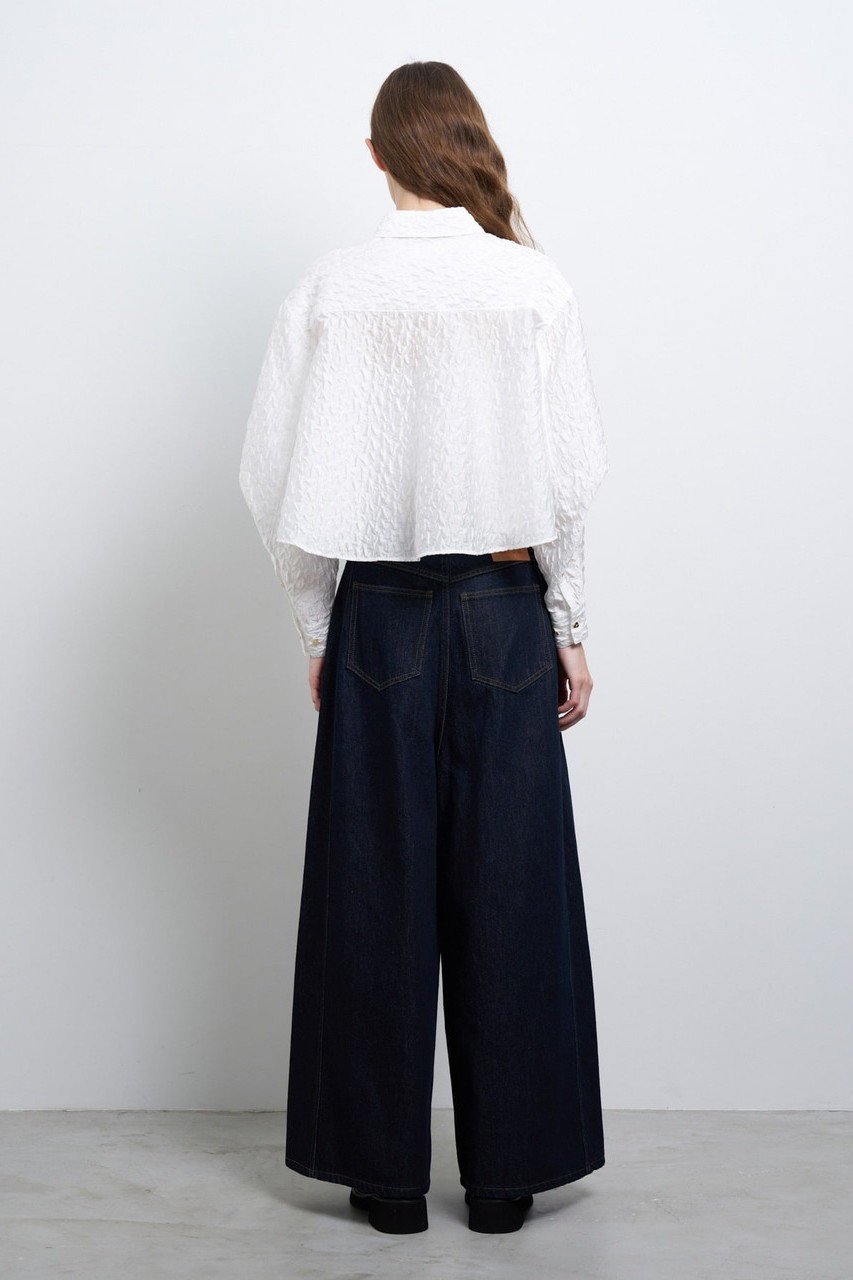 【ランバン オン ブルー/LANVIN en Bleu】のクロップドフレアシャツ 人気、トレンドファッション・服の通販 founy(ファニー) 　ファッション　Fashion　レディースファッション　WOMEN　トップス・カットソー　Tops/Tshirt　シャツ/ブラウス　Shirts/Blouses　クロップド　Cropped　スリーブ　Sleeve　バランス　Balance　ロング　Long　ワイド　Wide　other-8|ID: prp329100004335139 ipo3291000000031360622