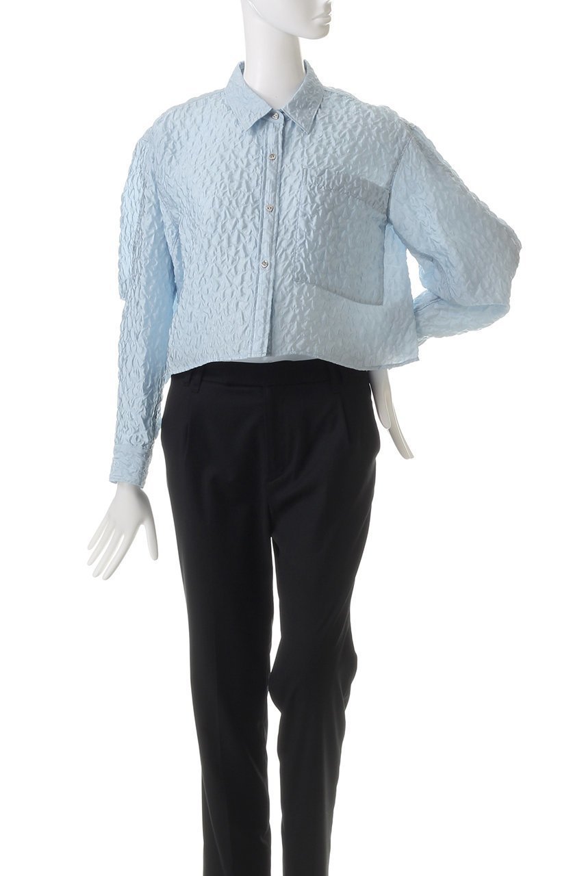 【ランバン オン ブルー/LANVIN en Bleu】のクロップドフレアシャツ 人気、トレンドファッション・服の通販 founy(ファニー) 　ファッション　Fashion　レディースファッション　Fashion for Women　トップス・カットソー　Cut & Sew Tops　シャツ・ブラウス・オフィスカジュアル　Elegant Blouses & Button-Ups　クロップド　Cropped, Short Length　スリーブ　Sleeve, Long Sleeve / Short Sleeve　バランス　Balance, Style Balance　ロング　Long, Long-Length　ワイド　Wide, Wide Fit　other-2|ID: prp329100004335139 ipo3291000000032878611