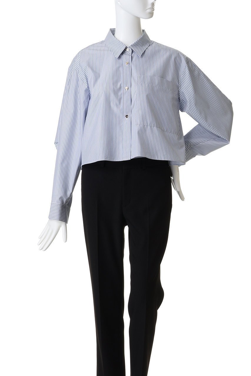 【ランバン オン ブルー/LANVIN en Bleu】のクロップドフレアシャツ 人気、トレンドファッション・服の通販 founy(ファニー) 　ファッション　Fashion　レディースファッション　Fashion for Women　トップス・カットソー　Cut & Sew Tops　シャツ・ブラウス・オフィスカジュアル　Elegant Blouses & Button-Ups　クロップド　Cropped, Short Length　スリーブ　Sleeve, Long Sleeve / Short Sleeve　トレンド　Trend, Trending Now　フレア　Flare, Flared　ポケット　Pocket, Pocket Detail　ロング　Long, Long-Length　新作・新入荷　New Arrivals / New In　other-2|ID: prp329100004335139 ipo3291000000033963608