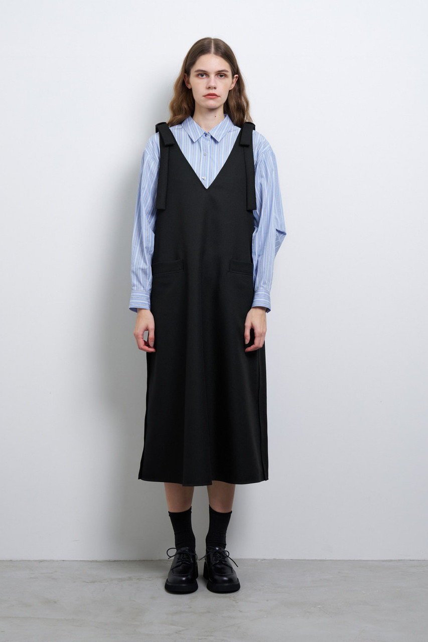 【ランバン オン ブルー/LANVIN en Bleu】のリボンジャンパードレス 人気、トレンドファッション・服の通販 founy(ファニー) 　ファッション　Fashion　レディースファッション　WOMEN　ワンピース　Dress　ドレス　Party Dresses　チュニック　Tunic　インナー　Inner　コンパクト　Compact　チュニック　Tunic　ドレス　Dress　リボン　Ribbon　ロング　Long　other-7|ID: prp329100004335141 ipo3291000000031360644
