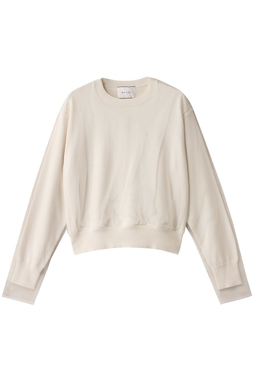 【ベイジ,/BEIGE,】のMYRTLE(マートル)/チュールレイヤードクルーネック 人気、トレンドファッション・服の通販 founy(ファニー) 　ファッション　Fashion　レディースファッション　Fashion for Women　トップス・カットソー　Cut & Sew Tops　ニット　Knit Tops & Sweaters　カジュアルプルオーバー・ニットトップス　Pullovers & Knit Tops / Casual Pullovers　シアー　Sheer, See-Through　チュール　Tulip, Tulip Motif　フェミニン　Feminine, Girly　 other-1|ID: prp329100004335143 ipo3291000000032957321