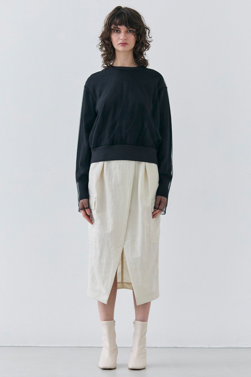 【ベイジ,/BEIGE,】のMYRTLE(マートル)/チュールレイヤードクルーネック 人気、トレンドファッション・服の通販 founy(ファニー) 　ファッション　Fashion　レディースファッション　Fashion for Women　トップス・カットソー　Cut & Sew Tops　ニット　Knit Tops & Sweaters　カジュアルプルオーバー・ニットトップス　Pullovers & Knit Tops / Casual Pullovers　シアー　Sheer, See-Through　チュール　Tulip, Tulip Motif　フェミニン　Feminine, Girly　other-6|ID: prp329100004335143 ipo3291000000032957349