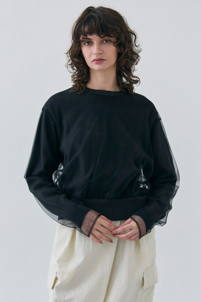 【ベイジ,/BEIGE,】のMYRTLE(マートル)/チュールレイヤードクルーネック 人気、トレンドファッション・服の通販 founy(ファニー) 　ファッション　Fashion　レディースファッション　Fashion for Women　トップス・カットソー　Cut & Sew Tops　ニット　Knit Tops & Sweaters　カジュアルプルオーバー・ニットトップス　Pullovers & Knit Tops / Casual Pullovers　シアー　Sheer, See-Through　チュール　Tulip, Tulip Motif　フェミニン　Feminine, Girly　other-7|ID: prp329100004335143 ipo3291000000035066847