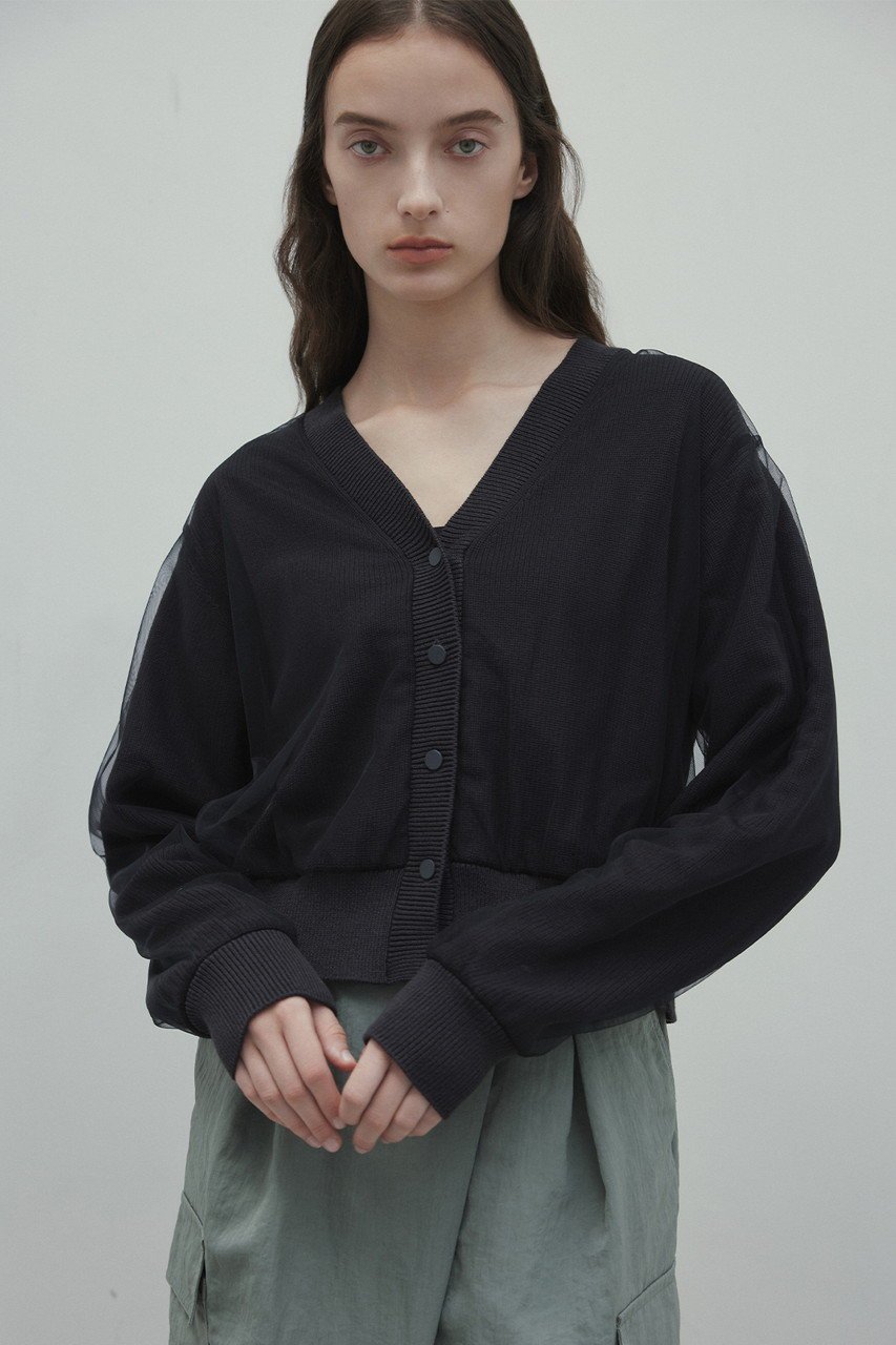【ベイジ,/BEIGE,】のMYRTLE(マートル)/チュールレイヤードカーディガン 人気、トレンドファッション・服の通販 founy(ファニー) 　ファッション　Fashion　レディースファッション　Fashion for Women　トップス・カットソー　Cut & Sew Tops　ニット　Knit Tops & Sweaters　カーディガン・羽織り　Layered Style Cardigans　カーディガン　Cardigan, Knitwear　チュール　Tulip, Tulip Motif　フェミニン　Feminine, Girly　other-7|ID: prp329100004335144 ipo3291000000032957394
