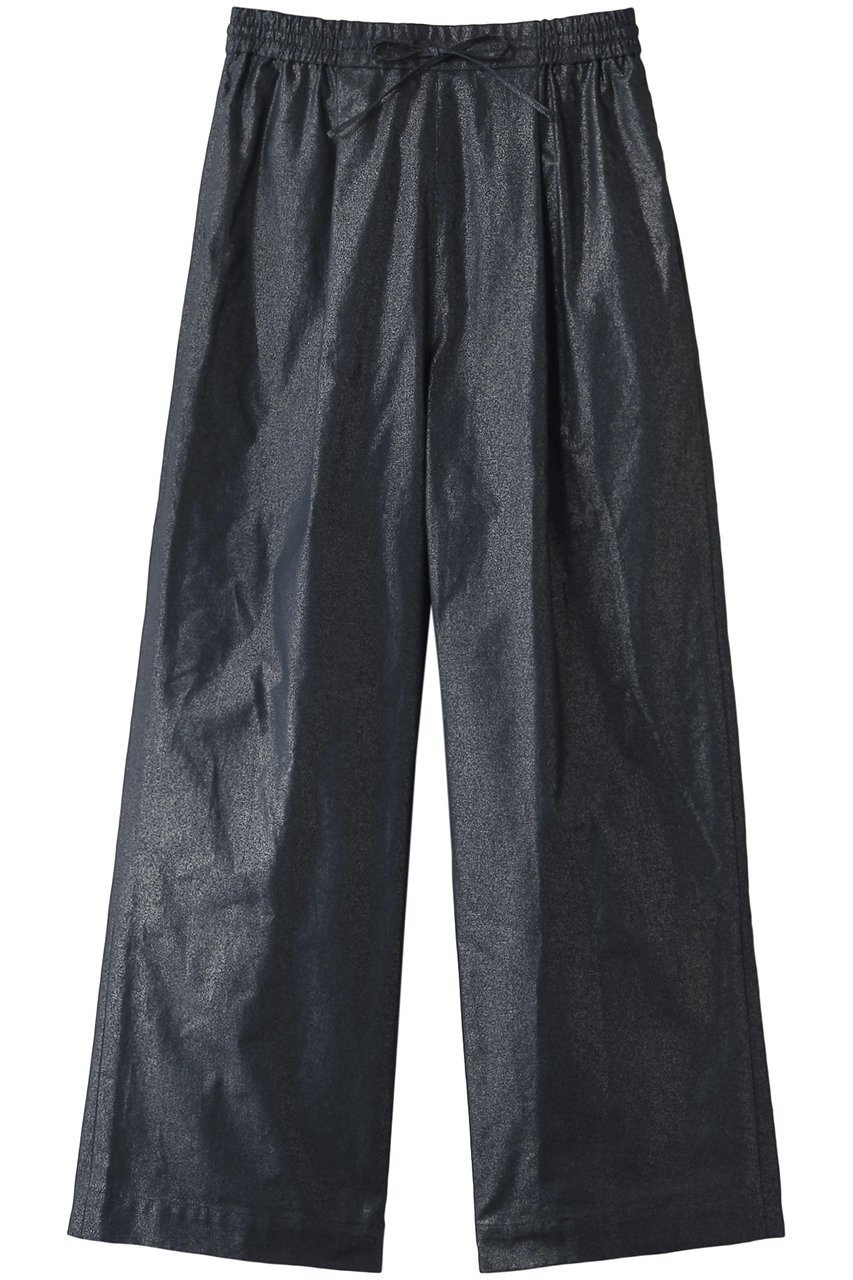 【スリー ドッツ/three dots】のグロッシー ツイルパンツ インテリア・キッズ・メンズ・レディースファッション・服の通販 founy(ファニー) 　ファッション　Fashion　レディースファッション　Fashion for Women　パンツ　Pants & Trousers　ストレート　Straight, Straight Cut　トレンド　Trend, Trending Now　ファブリック　Fabric, Textile　フロント　Front, Front Design　リボン　Ribbon, Bow　再入荷　Restock / Back in Stock　ネイビー|ID: prp329100004335155 ipo3291000000032943479