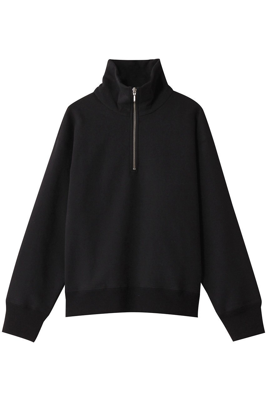 【プルミエ アロンディスモン/1er Arrondissement】のハーフジップスウェット インテリア・キッズ・メンズ・レディースファッション・服の通販 founy(ファニー) 　ファッション　Fashion　レディースファッション　Fashion for Women　トップス・カットソー　Cut & Sew Tops　シャツ・ブラウス・オフィスカジュアル　Elegant Blouses & Button-Ups　レディースパーカー・カジュアルフーディー　Casual Hoodies & Sweatshirts　ロングTシャツ・Tシャツ　Longline T-Shirts & Tees　スウェット・クルーネックトップス　Sweatshirts & Crewnecks / Relaxed Fit Sweat Tops　カットソー・ベーシックTシャツ　Cut-and-Sewn Tops / Stretch Tees & Basics　シンプル　Simple, Minimal　ジップ　Zip, Zipper　スタンド　Stand Collar, Upright Stand　トレンド　Trend, Trending Now　ブラック|ID: prp329100004335176 ipo3291000000032884733