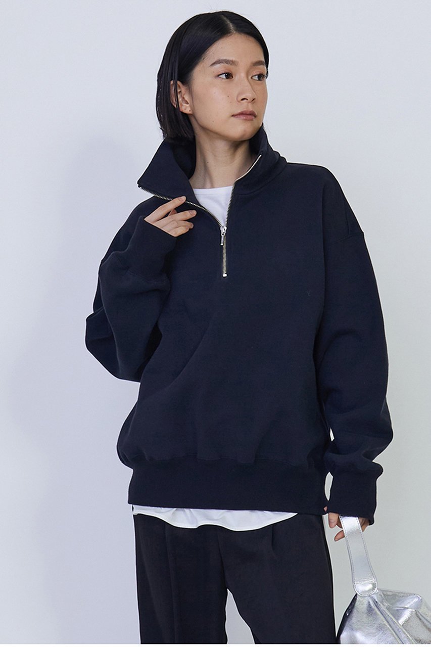 【プルミエ アロンディスモン/1er Arrondissement】のハーフジップスウェット 人気、トレンドファッション・服の通販 founy(ファニー) 　ファッション　Fashion　レディースファッション　Fashion for Women　トップス・カットソー　Cut & Sew Tops　シャツ・ブラウス・オフィスカジュアル　Elegant Blouses & Button-Ups　レディースパーカー・カジュアルフーディー　Casual Hoodies & Sweatshirts　ロングTシャツ・Tシャツ　Longline T-Shirts & Tees　スウェット・クルーネックトップス　Sweatshirts & Crewnecks / Relaxed Fit Sweat Tops　カットソー・ベーシックTシャツ　Cut-and-Sewn Tops / Stretch Tees & Basics　シンプル　Simple, Minimal　ジップ　Zip, Zipper　スタンド　Stand Collar, Upright Stand　トレンド　Trend, Trending Now　other-6|ID: prp329100004335176 ipo3291000000032884754