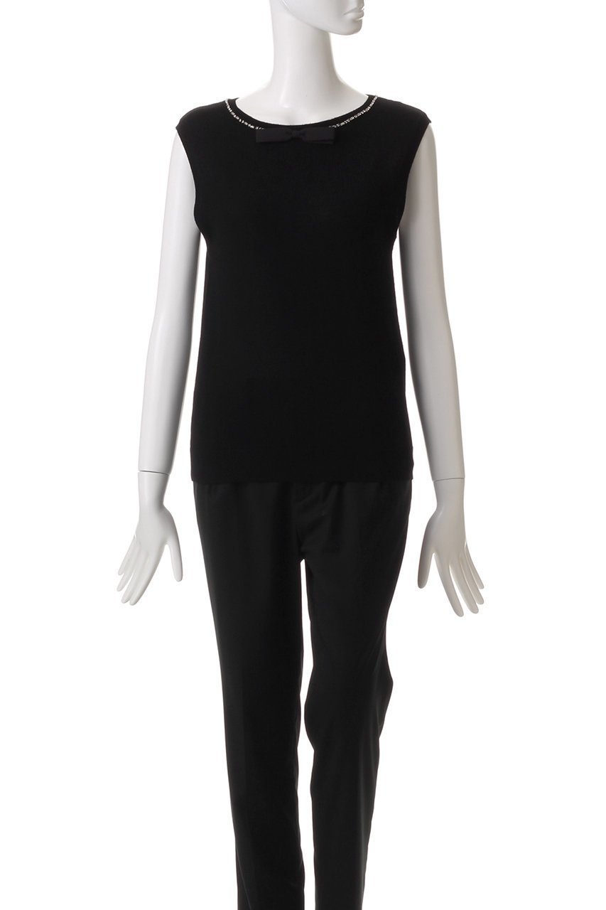 【ヌメロ ヴェントゥーノ/N°21】のリボンタイプルオーバー 人気、トレンドファッション・服の通販 founy(ファニー) 　ファッション　Fashion　レディースファッション　Fashion for Women　トップス・カットソー　Cut & Sew Tops　ニット　Knit Tops & Sweaters　カジュアルプルオーバー・ニットトップス　Pullovers & Knit Tops / Casual Pullovers　エレガント 上品　Elegant　ノースリーブ　Sleeveless, No-Sleeve　ビジュー　Bijou, Jewel-like Accent　リボン　Ribbon, Bow　リュクス　Luxury, Elegant, High-End, Chic　other-2|ID: prp329100004336106 ipo3291000000034957233