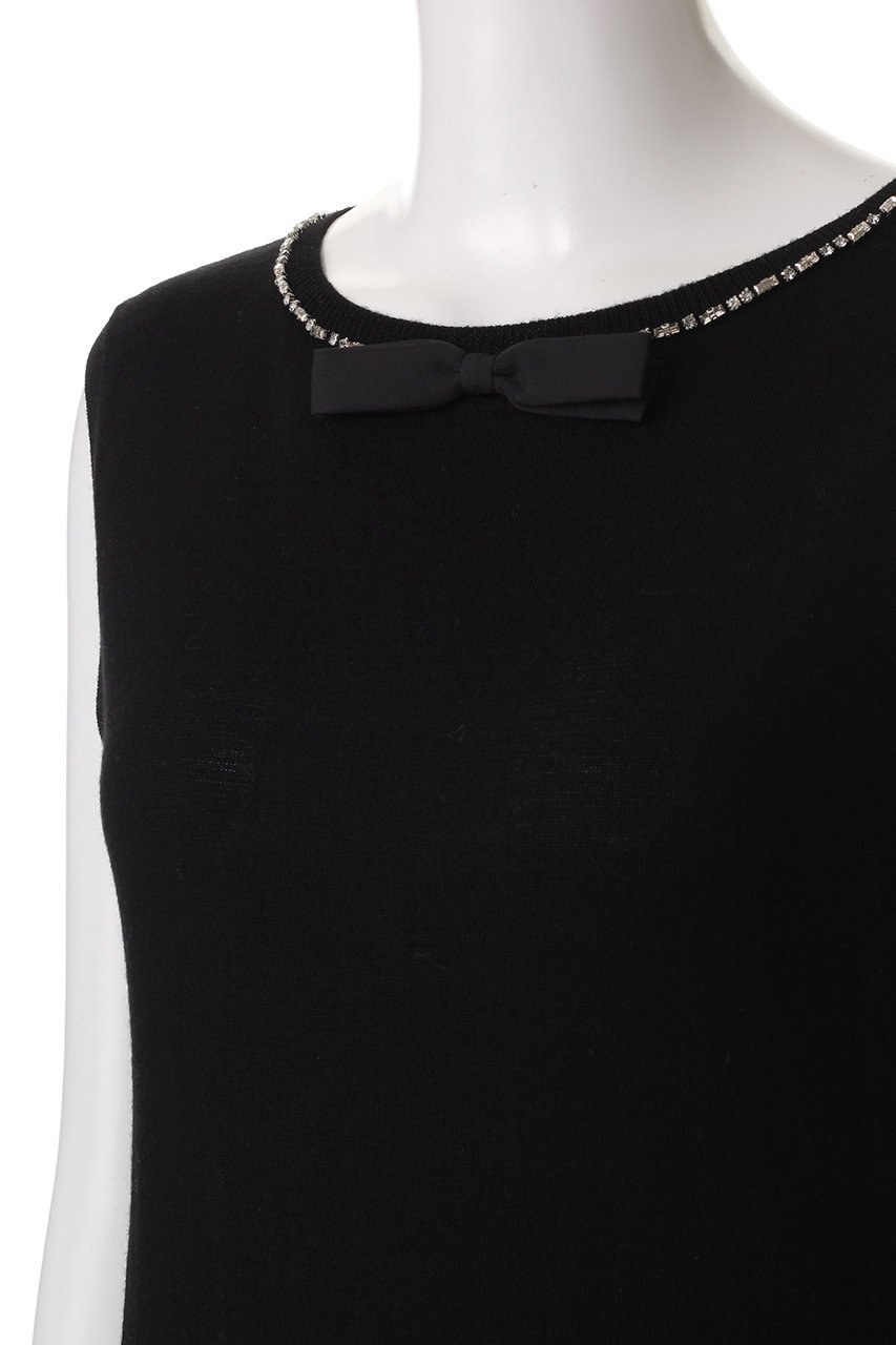 【ヌメロ ヴェントゥーノ/N°21】のリボンタイプルオーバー 人気、トレンドファッション・服の通販 founy(ファニー) 　ファッション　Fashion　レディースファッション　Fashion for Women　トップス・カットソー　Cut & Sew Tops　ニット　Knit Tops & Sweaters　カジュアルプルオーバー・ニットトップス　Pullovers & Knit Tops / Casual Pullovers　エレガント 上品　Elegant　ノースリーブ　Sleeveless, No-Sleeve　ビジュー　Bijou, Jewel-like Accent　リボン　Ribbon, Bow　リュクス　Luxury, Elegant, High-End, Chic　other-5|ID: prp329100004336106 ipo3291000000034957236