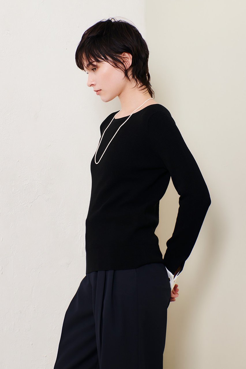 【アルアバイル/allureville】のダブルカフスコンビプルオーバー 人気、トレンドファッション・服の通販 founy(ファニー) 　ファッション　Fashion　レディースファッション　Fashion for Women　トップス・カットソー　Cut & Sew Tops　ニット　Knit Tops & Sweaters　カジュアルプルオーバー・ニットトップス　Pullovers & Knit Tops / Casual Pullovers　カフス　Cuff Design　シンプル　Simple, Minimal　ダブル　Double, Double-Breasted　リュクス　Luxury, Elegant, High-End, Chic　エレガント 上品　Elegant　other-7|ID: prp329100004336123 ipo3291000000032949944