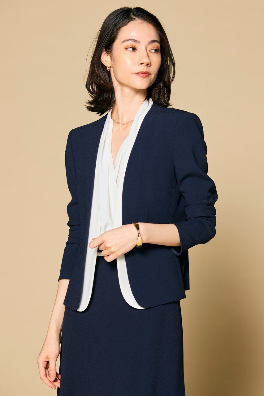 【ベイジ,/BEIGE,】のCINDY(シンディ)/ダブルカラージャケット 人気、トレンドファッション・服の通販 founy(ファニー) 　ファッション　Fashion　レディースファッション　Fashion for Women　アウター　Coat / Outerwear Collection　レディースジャケット・軽アウター　Jackets　カーディガン　Cardigan, Knitwear　ジャケット　Jacket, Outerwear　ストレッチ　Stretch, Stretchy Fabric　ダブル　Double, Double-Breasted　デニム　Denim, Jeans Material　ボトム　Bottoms, Lower Wear　エレガント 上品　Elegant　再入荷　Restock / Back in Stock　other-8|ID: prp329100004336130 ipo3291000000032922905