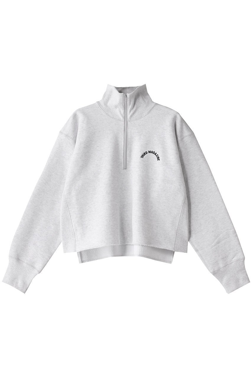 【サードマガジン/THIRD MAGAZINE】のハーフジップロゴスウェット 人気、トレンドファッション・服の通販 founy(ファニー) 　ファッション　Fashion　レディースファッション　Fashion for Women　トップス・カットソー　Cut & Sew Tops　シャツ・ブラウス・オフィスカジュアル　Elegant Blouses & Button-Ups　レディースパーカー・カジュアルフーディー　Casual Hoodies & Sweatshirts　ロングTシャツ・Tシャツ　Longline T-Shirts & Tees　スウェット・クルーネックトップス　Sweatshirts & Crewnecks / Relaxed Fit Sweat Tops　カットソー・ベーシックTシャツ　Cut-and-Sewn Tops / Stretch Tees & Basics　コンパクト　Compact, Small Size　ジップ　Zip, Zipper　スウェット / スエット　Sweatshirt, Sweatwear　スタンド　Stand Collar, Upright Stand　トレンド　Trend, Trending Now　フォルム　Silhouette, Form　今季　This Season, Current Season　 other-1|ID: prp329100004336141 ipo3291000000032854319