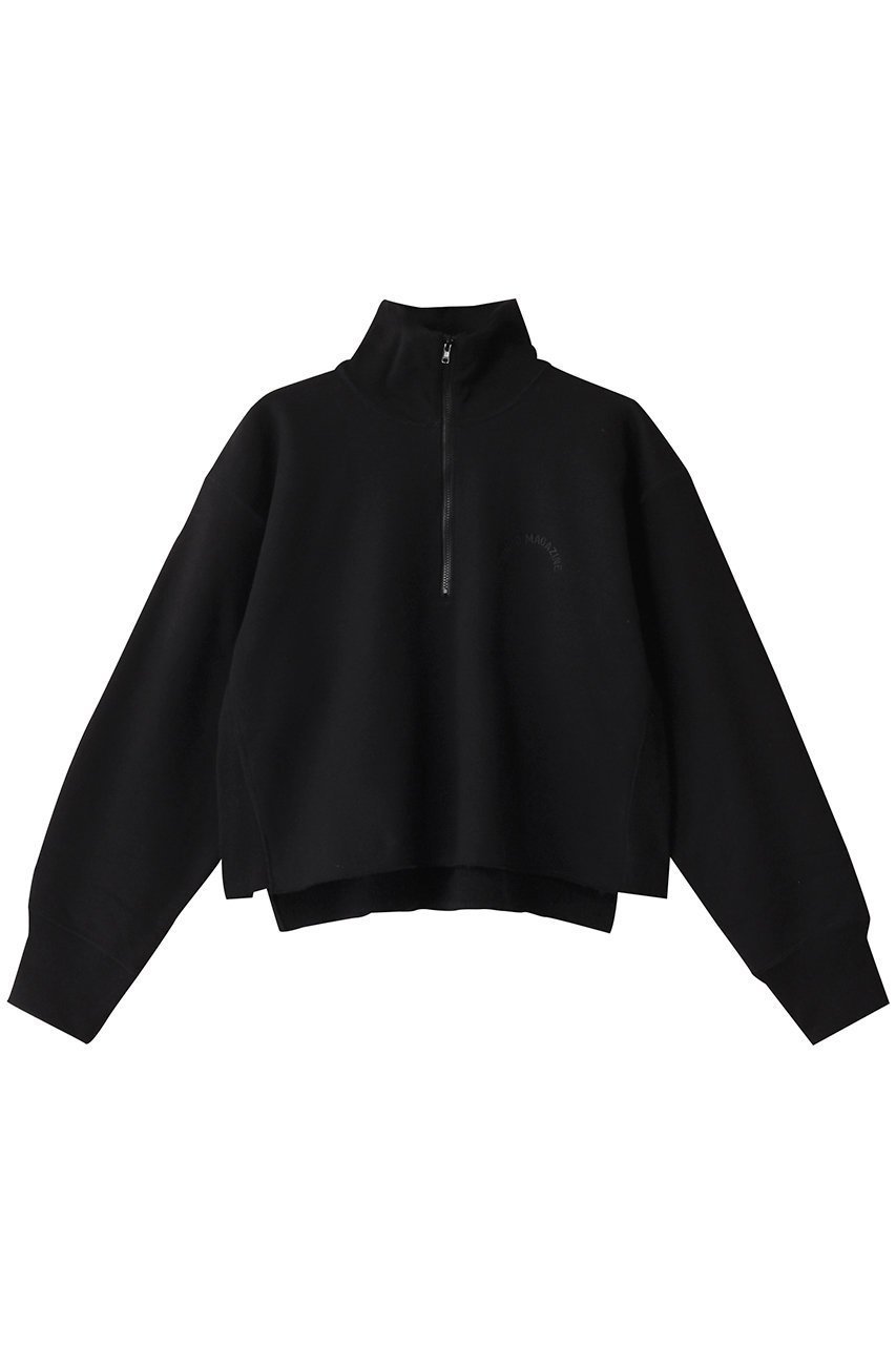 【サードマガジン/THIRD MAGAZINE】のハーフジップロゴスウェット インテリア・キッズ・メンズ・レディースファッション・服の通販 founy(ファニー) 　ファッション　Fashion　レディースファッション　Fashion for Women　トップス・カットソー　Cut & Sew Tops　シャツ・ブラウス・オフィスカジュアル　Elegant Blouses & Button-Ups　レディースパーカー・カジュアルフーディー　Casual Hoodies & Sweatshirts　ロングTシャツ・Tシャツ　Longline T-Shirts & Tees　スウェット・クルーネックトップス　Sweatshirts & Crewnecks / Relaxed Fit Sweat Tops　カットソー・ベーシックTシャツ　Cut-and-Sewn Tops / Stretch Tees & Basics　コンパクト　Compact, Small Size　ジップ　Zip, Zipper　スウェット / スエット　Sweatshirt, Sweatwear　スタンド　Stand Collar, Upright Stand　トレンド　Trend, Trending Now　フォルム　Silhouette, Form　今季　This Season, Current Season　ブラック|ID: prp329100004336141 ipo3291000000032854328