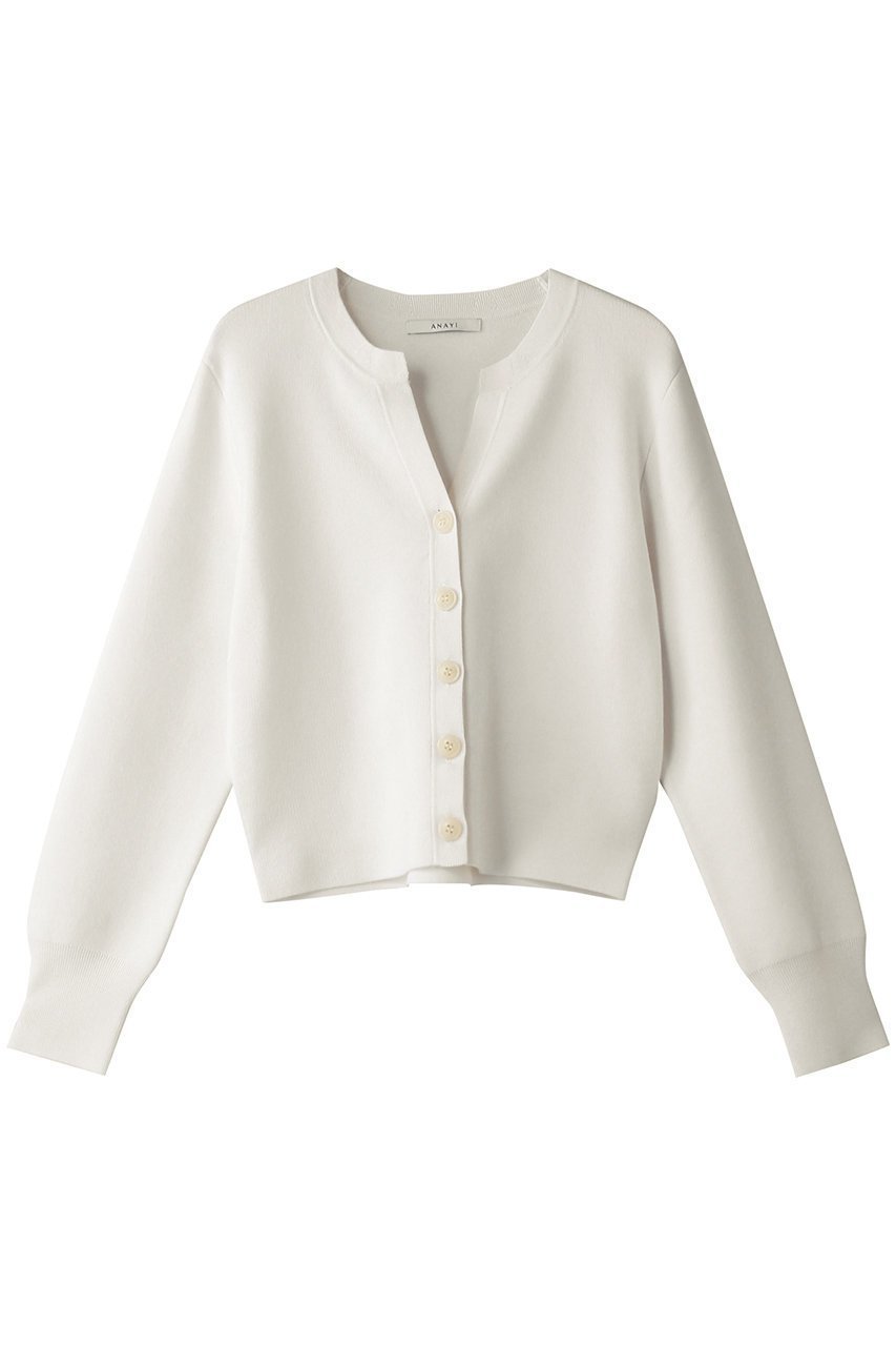【アナイ/ANAYI】のスプリングメリノキーホールカーディガン インテリア・キッズ・メンズ・レディースファッション・服の通販 founy(ファニー) 　ファッション　Fashion　レディースファッション　Fashion for Women　トップス・カットソー　Cut & Sew Tops　ニット　Knit Tops & Sweaters　カーディガン・羽織り　Layered Style Cardigans　なめらか　Smooth, Silky Texture　カーディガン　Cardigan, Knitwear　コンパクト　Compact, Small Size　トレンド　Trend, Trending Now　フレア　Flare, Flared　羽織　Haori, Light Jacket　オフホワイト|ID: prp329100004336143 ipo3291000000032957582