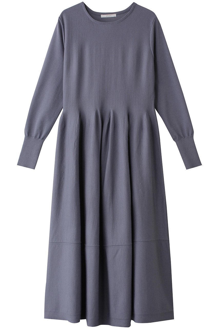 【アナイ/ANAYI】のウールポリエステルボリュームワンピース インテリア・キッズ・メンズ・レディースファッション・服の通販 founy(ファニー) 　ファッション　Fashion　レディースファッション　Fashion for Women　ワンピース　Dresses　チュニック　Tunic Tops & Dresses　シンプル　Simple, Minimal　チュニック　Tunic, Long Top　ネックレス　Necklace, Pendant Necklace　パーティ　Party, Party Style　ロング　Long, Long-Length　エレガント 上品　Elegant　グレー|ID: prp329100004336145 ipo3291000000032882563
