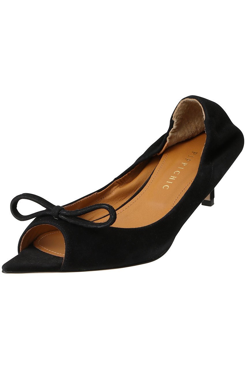 【ピッピシック/Pippichic】のCHRISTEL Re-born スエードオープントゥパンプス インテリア・キッズ・メンズ・レディースファッション・服の通販 founy(ファニー) 　ファッション　Fashion　レディースファッション　Fashion for Women　デニム　Denim, Jeans Material　リボン　Ribbon, Bow　ブラック|ID: prp329100004337344 ipo3291000000036959475