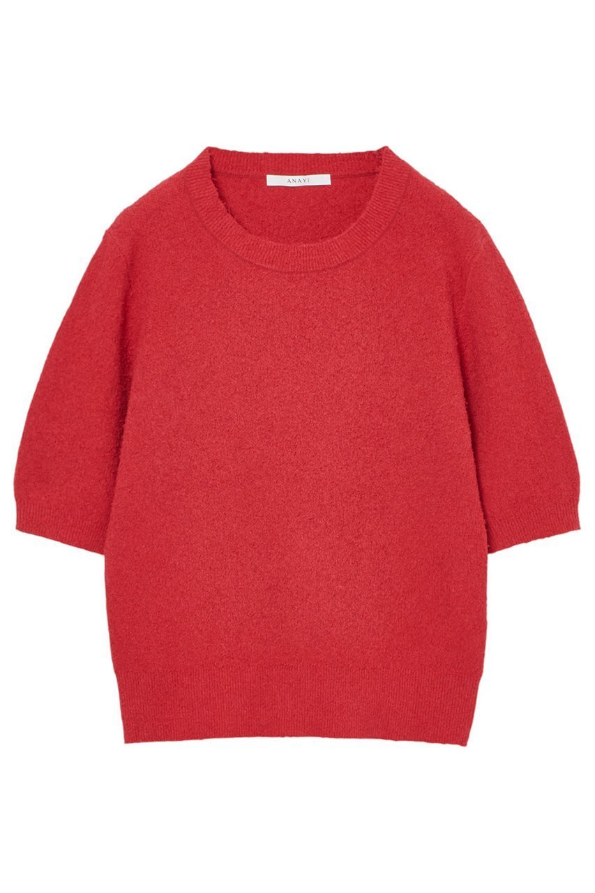 【アナイ/ANAYI】のネップスムース5分袖プルオーバー インテリア・キッズ・メンズ・レディースファッション・服の通販 founy(ファニー) 　ファッション　Fashion　レディースファッション　Fashion for Women　トップス・カットソー　Cut & Sew Tops　ニット　Knit Tops & Sweaters　カジュアルプルオーバー・ニットトップス　Pullovers & Knit Tops / Casual Pullovers　インナー　Innerwear　シンプル　Simple, Minimal　トレンド　Trend, Trending Now　レッド|ID: prp329100004337346 ipo3291000000032937635
